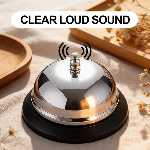 2-Pack Call Bell, 3.3Inch Stainless Steel Service Bell, Clear Loud Sound for Restaurant Hotel School Store, Durable Easy Clean in Saudi Arabia