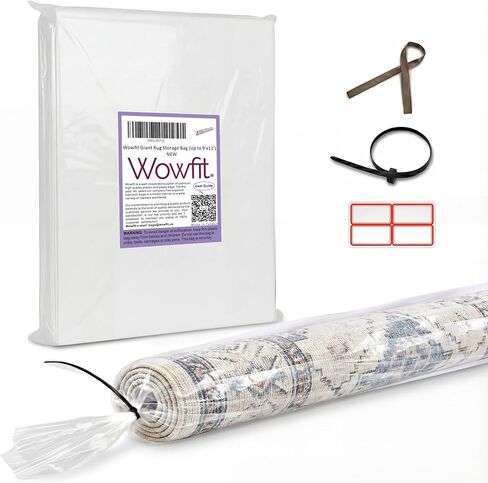 حقيبة تخزين سجادة بلاستيكية كبيرة من Wowfit مع ربطة عنق بسحاب، شديدة التحمل تناسب سجادة تصل إلى 15.24 سم × 22.86 سم، مثالية للحركة والتعبئة والشحن in Kuwait