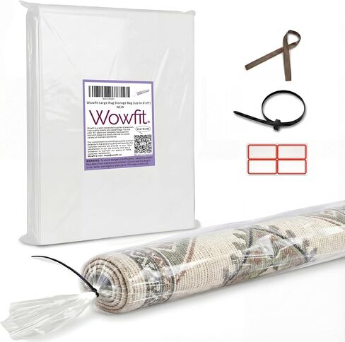 حقيبة تخزين سجادة بلاستيكية كبيرة من Wowfit مع ربطة عنق بسحاب، شديدة التحمل تناسب سجادة تصل إلى 15.24 سم × 22.86 سم، مثالية للحركة والتعبئة والشحن in Kuwait