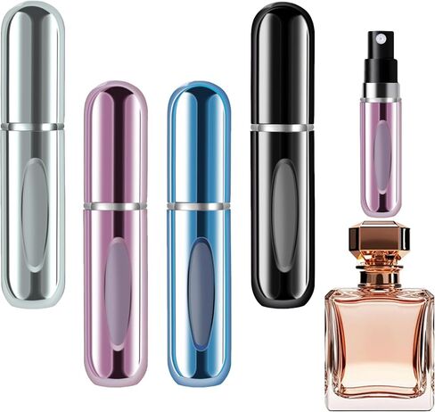 Portable Mini Refillable Perfume Atomizer Bottle, Travel Size Refillable Perfume Refill Bottle - Perfume Atomizer Refillables, Scent Pump Case, 4 Pcs Pack of 5 ml Small Perfume Spray in Kuwait