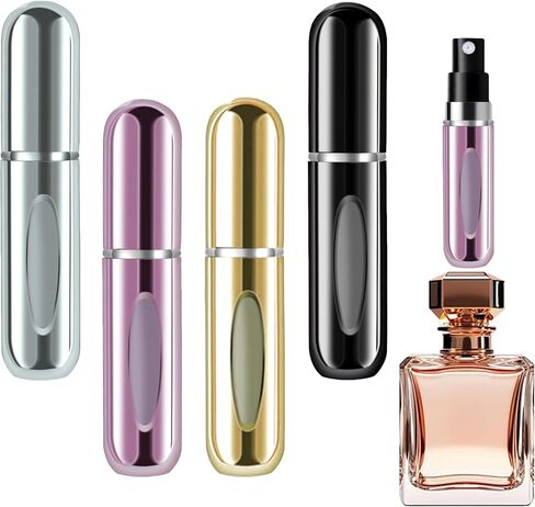 زجاجة رذاذ عطر صغيرة محمولة قابلة لإعادة الملء، زجاجة عطر قابلة لإعادة التعبئة بحجم مناسب للسفر - رذاذ عطر قابل لإعادة التعبئة، علبة مضخة رائحة، 4 قطع عبوة من 5 مل رذاذ عطر صغير in Kuwait