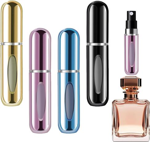 زجاجة رذاذ عطر صغيرة محمولة قابلة لإعادة الملء، زجاجة عطر قابلة لإعادة التعبئة بحجم مناسب للسفر - رذاذ عطر قابل لإعادة التعبئة، علبة مضخة رائحة، 4 قطع عبوة من 5 مل رذاذ عطر صغير in Kuwait