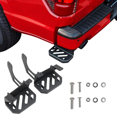 خطوة السرير الخلفية متوافقة مع 2024 2025 Ford F150 الباب الخلفي Bedstep الجانب الأيسر للسائق المصد الخلفي الجانب خطوة الكربون الصلب الباب الخلفي شاحنة دواسة السرير لملحقات 2024 F-150 in Kuwait