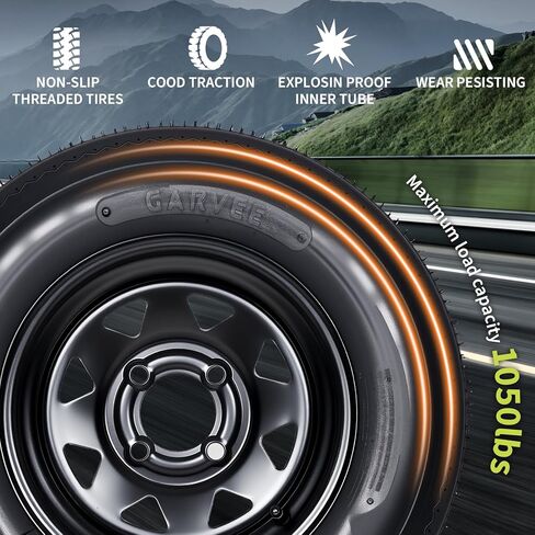 2-Pack Trailer Tire On Rim 5.30-12 530-12 5.30x12 5 Lug Trailer Tires and 12In Wheels Load Range C 6PR Black in Saudi Arabia