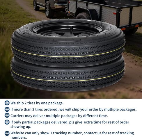 2-Pack Trailer Tire On Rim 5.30-12 530-12 5.30x12 5 Lug Trailer Tires and 12In Wheels Load Range C 6PR Black in Saudi Arabia