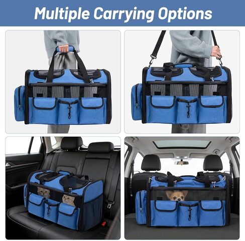 Large Pet Carrier for 2 Cats with Removable Divider, Extra Spacious Soft Sided Cat and Dog Travel Carrier, Double Pet Carrier for Small to Medium Pets, Reinforced Bottom, Foldable in Saudi Arabia