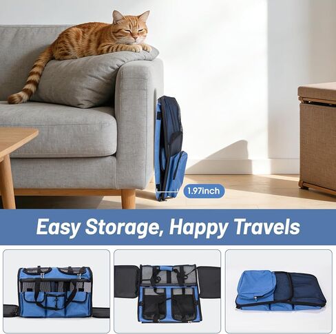 Large Pet Carrier for 2 Cats with Removable Divider, Extra Spacious Soft Sided Cat and Dog Travel Carrier, Double Pet Carrier for Small to Medium Pets, Reinforced Bottom, Foldable in Saudi Arabia