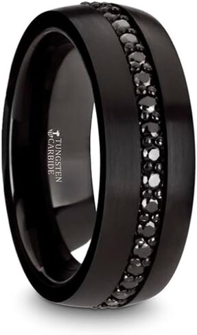 Roy Rose Jewelry Mens Tungsten Black Sapphires Wedding Ring - Brushed Comfort Fit - 8mm Wide - Style Name: Valiant in Saudi Arabia