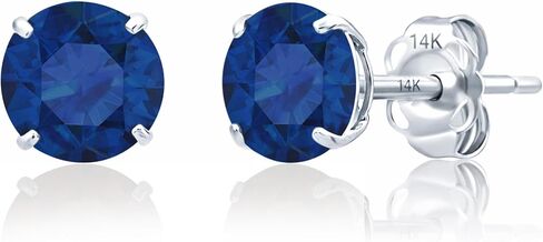 14k Gold 6MM Round Stud Gemstone Earrings | Hypoallergenic Solitaire Gemstone Studs with 14K Gold Backs | Lightweight Birthstone Earrings with Gift Box by MAX + STONE in Saudi Arabia