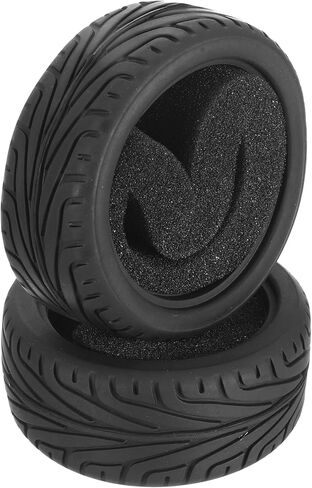 MECCANIXITY 2 Pcs RC 1/10 on Road Car Tire, Rubber Super Soft Tyre Racing Drift Tires with Foam Insert for RC 1:10 HPS TT01 Touring Drift Car Wheel Rim Upgrades V-Shaped Pattern in Saudi Arabia