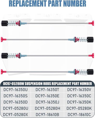 قضبان تعليق غسالة DC97-05280W مطورة لغسالة سامسونج WA50R5200AW/US WA50R5400AV/US WA45N3050AW/A4 WA45T3200AW/A4 WA50R5400AW/US WA45H7200AW/A2 WA45H7000AW/A2 in Kuwait