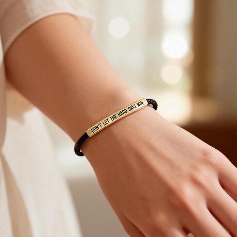 Dont Let The Hard Days Win Bracelet，Motivational Handmade Braided Adjustable Wrap Bracelets Inspirational Gifts for Women Men Best Friend Birthday Christmas Gifts in Saudi Arabia
