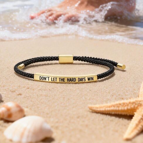 Dont Let The Hard Days Win Bracelet，Motivational Handmade Braided Adjustable Wrap Bracelets Inspirational Gifts for Women Men Best Friend Birthday Christmas Gifts in Saudi Arabia