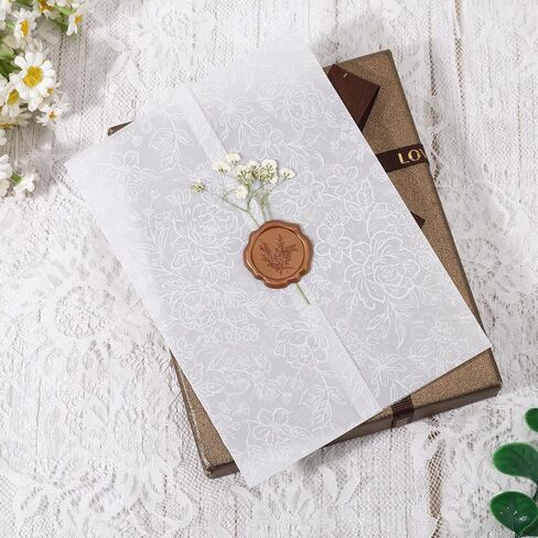50 قطعة من سترات Vellum لدعوات 5x7، 115GSM ورق رق شفاف مطوي مسبقًا 5x7 سترة لحفلات الزفاف وحفلات استقبال المولود الجديد وأعياد الميلاد وأظرف دعوة الزفاف (وردي ذهبي) in Kuwait