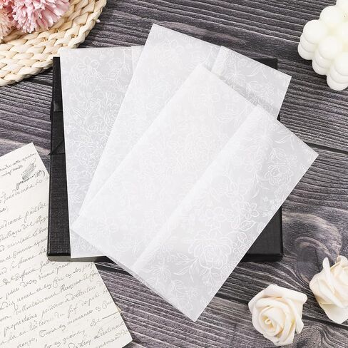 50 قطعة من سترات Vellum لدعوات 5x7، 115GSM ورق رق شفاف مطوي مسبقًا 5x7 سترة لحفلات الزفاف وحفلات استقبال المولود الجديد وأعياد الميلاد وأظرف دعوة الزفاف (وردي ذهبي) in Kuwait