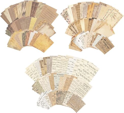 400Pcs Scrapbook Supplies Kit,4 Pack Vintage Decorative Paper Scrapbooking Supplies for Bullet Journal, Junk Journal, Planner, Collage Card Making，Retro Crafts，Aesthetic DIY Craft Embellishments in Kuwait