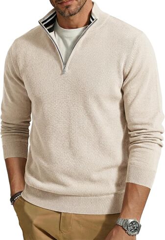 COOFANDY Quarter Zip Pullover Men Slim Fit Stretchy Ribbed 1/4 Zip Sweaters Business Casual Sweater in Saudi Arabia