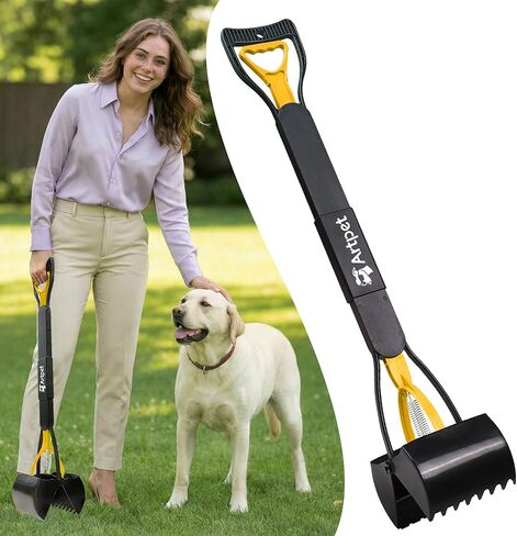 32 Inch Dog Pooper Scooper Long Handle for Large Dogs for Yard – No Bending Great on The Back, Ease of Pick Up, Convenient, Heavy Duty, Grass Friendly, Plastic, Green in Kuwait
