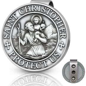 St Christopher Medal for Car - Visor Clips for Cars, Christian Car Accessory, Double-Sided Saint Christopher Medal, New Driver Gifts, Drive Safe Visor Clip for Families, Friends in Saudi Arabia