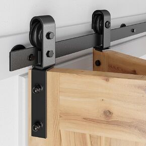 SMARTSTANDARD 6.3ft/76 Bi-Folding Sliding Barn Door Hardware Kit, Bifold Barn Door Hardware Kit Heavy Duty Sturdy Side Mounted for 4 Doors-Smoothly and Quietly-Easy to Install, Fit 72'' Door, No Door in Kuwait