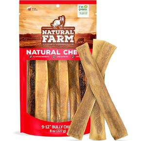 Natural Farm Bully Chips (9-12 Inch, 8 Oz.), Digestible Beef Cheek from Grass-Fed Cows, Non-GMO, Grain-Free, Natural Long-Lasting Dog Chews for Small, Medium & Large Dogs, Great Rawhide Alternative in Kuwait