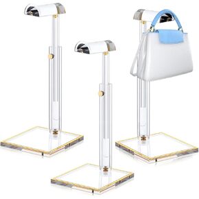 2 قطعة حامل عرض المحفظة، حامل حقيبة اليد حامل محفظة أكريليك قابل للتعديل ارتفاع حقيبة رف حامل شماعات شفاف تصميم منحني ديكور لعرض حقائب اليد وحقائب الكتف والقلائد in Kuwait