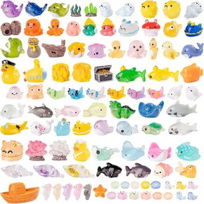 50PCS Mini Ocean Resin Animals Tiny Sea Animals Figurines Marine Miniature Plastic Animals Aquarium Ornaments Decorations for DIY Fish Tank Potted Micro Fairy Garden Dollhouse in Saudi Arabia