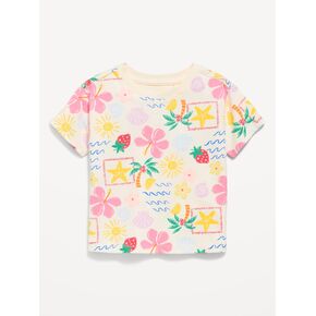 تي شيرت بأكمام قصيرة مطبوع عليه Old Navy للفتيات الصغيرات - أيقونات استوائية in Kuwait