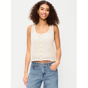 Old Navy Sleeveless Seaside Cotton Crochet Tank Top - Sea Salt in Saudi Arabia