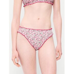 Old Navy Mid-Rise Ruffle Trim Swim Bottoms - Pique Pink Floral in Kuwait
