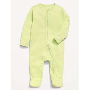 Old Navy Ribbed 2-Way-Zip Sleep & Play Footed One-Piece for Baby - Pale Citron in Kuwait