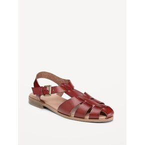 Old Navy Faux-Leather Fisherman Sandals - Dark Brown in Kuwait