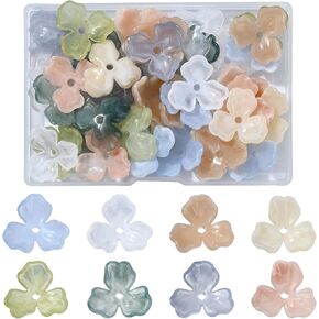 100 pcs Mixed Colors 6-Petal Flower Theme Acrylic Bead Caps Spring Floral Spacer End Caps for DIY Jewelry Necklace Bracelet Earring Keychain Craft Decor in Saudi Arabia