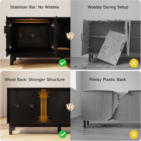 ONBRILL 59 Inches Cat Litter Box Enclosure for 2 Cats, Hidden Litter Boxes Furniture w/Cat Scratch Pad, Modern Large Pet House with Double Room, Wooden TV Stand for Living Room, Walnut in Kuwait