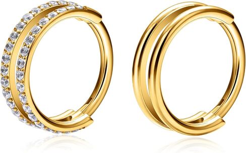 14K Gold Nose Rings & Earrings - With Cubic Zirconia For Cartilage, Conch, Daith, Helix, Rook, Tragus, Lobe & Snug Body Piercing Jewelry in Saudi Arabia