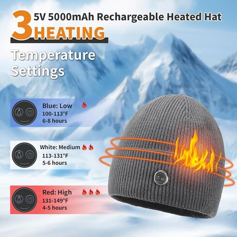 Heated Hat Rechargeable Beanie with Fast Heating, Polyester Thermal Lined Unisex Winter Cap for Outdoor Activities in Saudi Arabia