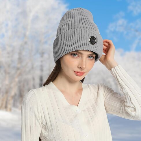 Heated Hat Rechargeable Beanie with Fast Heating, Polyester Thermal Lined Unisex Winter Cap for Outdoor Activities in Saudi Arabia