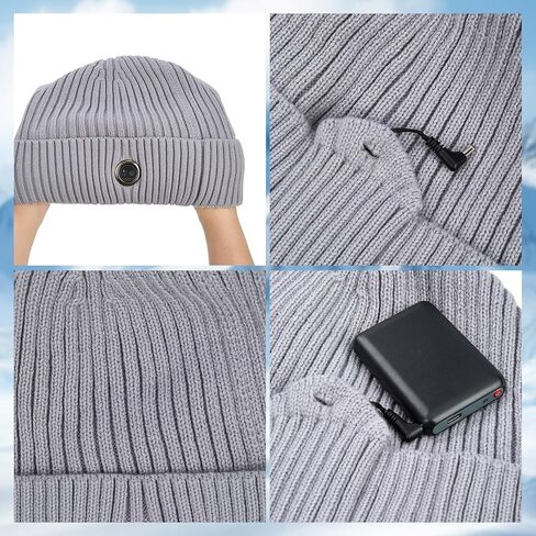 Heated Hat Rechargeable Beanie with Fast Heating, Polyester Thermal Lined Unisex Winter Cap for Outdoor Activities in Saudi Arabia