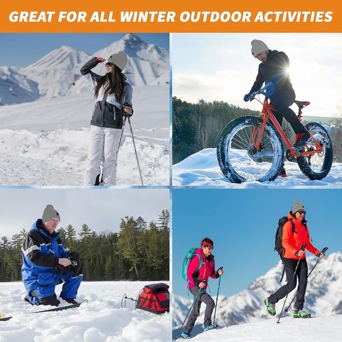 Heated Hat Rechargeable Beanie with Fast Heating, Polyester Thermal Lined Unisex Winter Cap for Outdoor Activities in Saudi Arabia