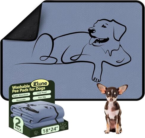 2 Pack Washable Pee Pads for Dogs 18"x24", Reusable Training Puppypads Absorbency Non-Slip & Leak-Proof for Pet Whelping Box Playpen Crate Sofa Bed Floors (Gray) in Kuwait