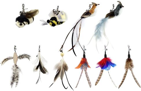 TTcat Cat Wand Toys,Interactive Bird Simulation Toy Set,Fishing Pole,35'' Flexible Steel Wire and 4Pcs Feather Refills,Teaser Toys for Indoor Cat and Kitten. in Saudi Arabia