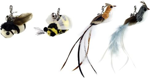 TTcat Cat Wand Toys,Interactive Bird Simulation Toy Set,Fishing Pole,35'' Flexible Steel Wire and 4Pcs Feather Refills,Teaser Toys for Indoor Cat and Kitten. in Saudi Arabia