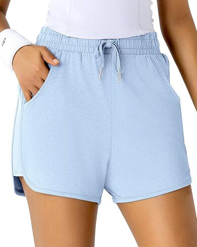 Women's Lightweight High - Waist Running Shorts with Moss Jersey Fabric and Side Pockets in Saudi Arabia
