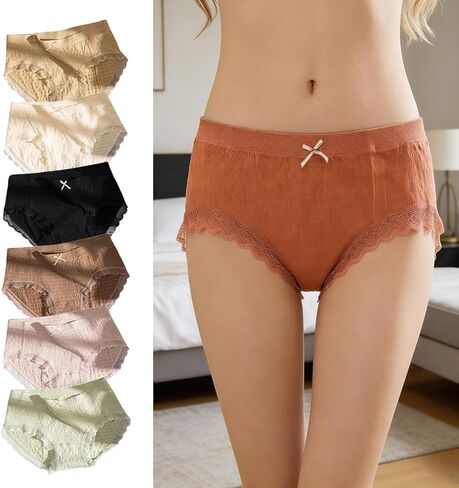 6 Pack Mid-waist Sexy Women's Panties, Plus Size Lace Panties, Suitable For Everyday Wear in Saudi Arabia