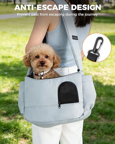 حاملة حبال الحيوانات الأليفة للكلاب الصغيرة التي يصل وزنها إلى 7 أرطال، حاملة حبال ناعمة ومتعددة الاستخدامات وأنيقة للكلاب مع كتف مبطن وقابل للتعديل، وإبزيم أمان وشبكة مضادة للخدش قابلة للتنفس للسفر، رمادي in Kuwait