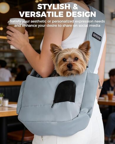 حاملة حبال الحيوانات الأليفة للكلاب الصغيرة التي يصل وزنها إلى 7 أرطال، حاملة حبال ناعمة ومتعددة الاستخدامات وأنيقة للكلاب مع كتف مبطن وقابل للتعديل، وإبزيم أمان وشبكة مضادة للخدش قابلة للتنفس للسفر، رمادي in Kuwait