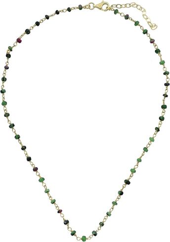 Ruby Zoisite Necklace Set for Women - 18K Gold Ruby Zoisite Jewelry, Dainty Beaded Chain Necklace Earring Bracelet Set for Women Teen Girls, Holiday Gifts For Women in Saudi Arabia
