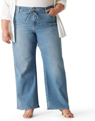 بنطلون جينز نسائي من Levi Strauss Signature Gold بحزام واسع الساق من قماش الدنيم المطاطي متوسط ​​الارتفاع (متوفر أيضًا بمقاس إضافي) in Saudi Arabia