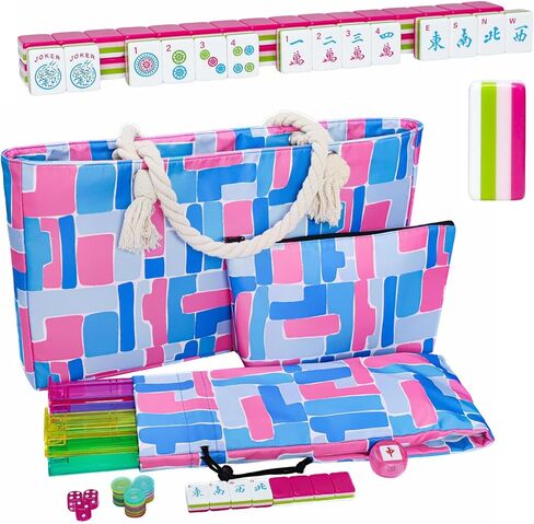 Engraved American Mahjong Tile Set(4 Layer), 166 Acrylic Mahjong Tiles with A Carrying Bag and Accessories in Saudi Arabia