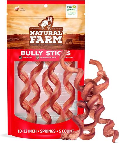 Natural Farm Bully Chips (9-12 Inch, 8 Oz.), Digestible Beef Cheek from Grass-Fed Cows, Non-GMO, Grain-Free, Natural Long-Lasting Dog Chews for Small, Medium & Large Dogs, Great Rawhide Alternative in Saudi Arabia